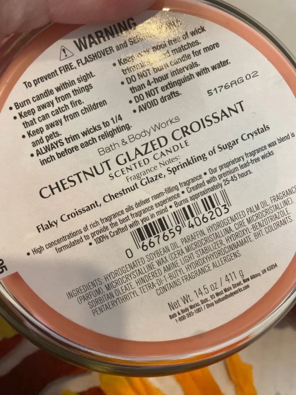“Chestnut Glazed Croissant” Bath & Body Works New 3 Wick Candle